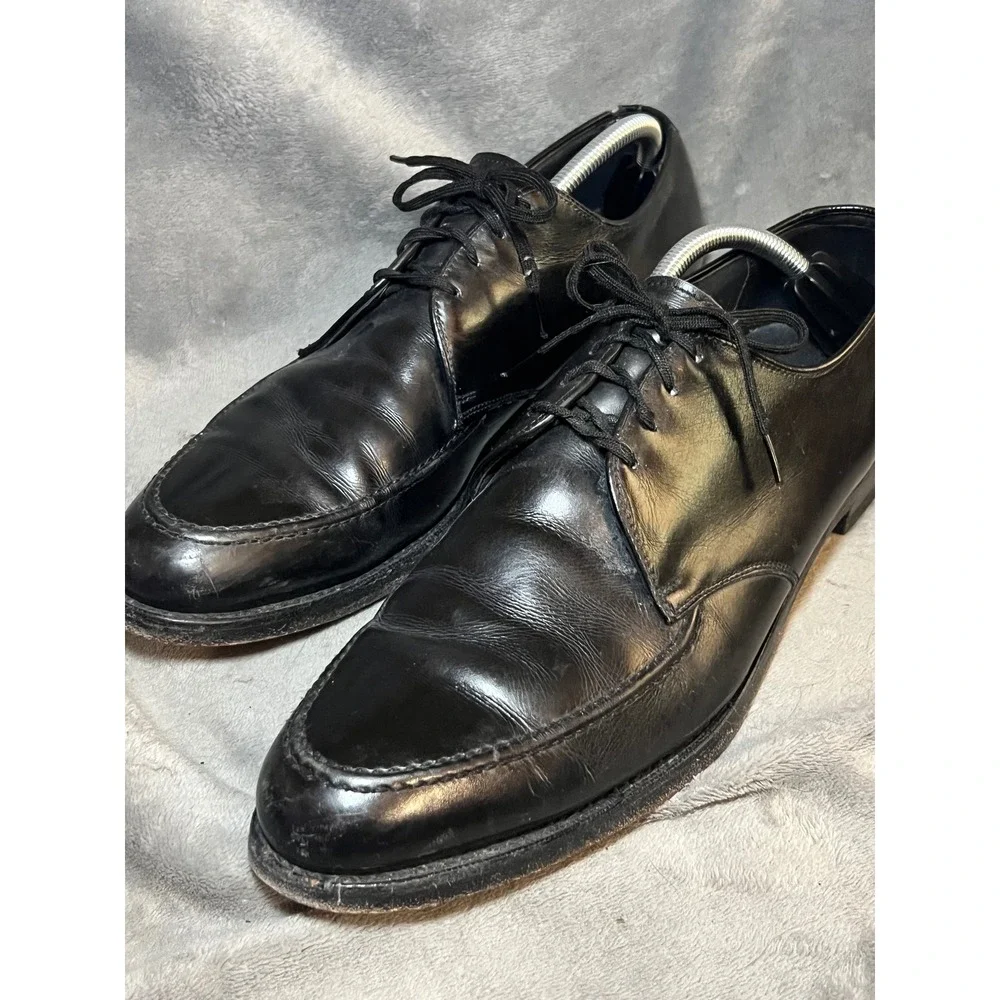 ET Wright Black Leather Split Toe Derby Dress Shoes 12 A/AAA Narrow Vintage